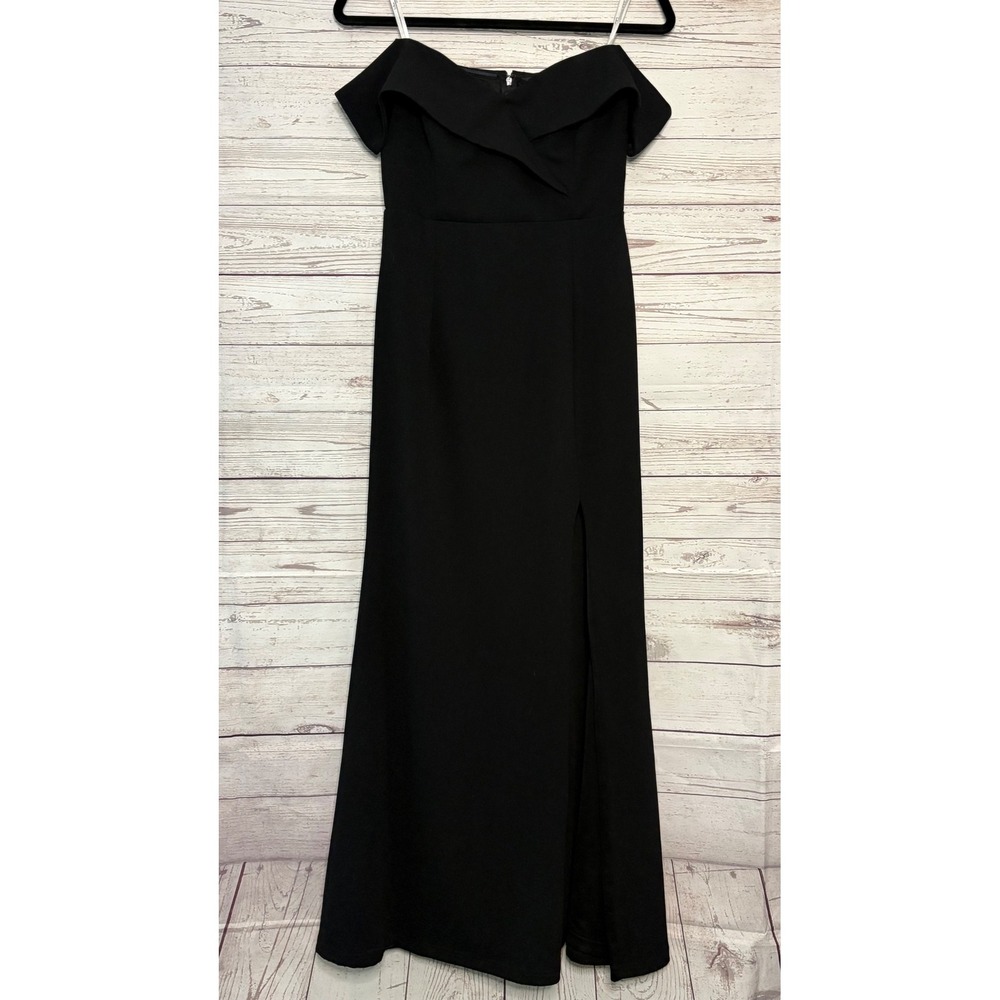 Lulus Song of Love Black Off the Shoulder Formal Gown with Side Slit Size M